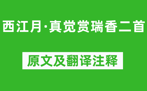 苏轼《西江月·真觉赏瑞香二首》原文及翻译正文,诗意诠释