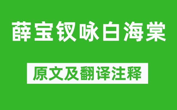 曹雪芹《薛宝钗咏白海棠》原文及翻译正文,诗意诠释