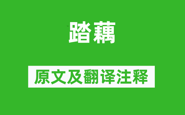 苏辙《踏藕》原文及翻译正文,诗意诠释