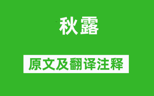 雍陶《秋露》原文及翻译正文,诗意诠释