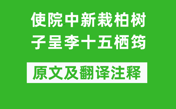 岑参《使院中新栽柏树子呈李十五栖筠》原文及翻译正文,诗意诠释