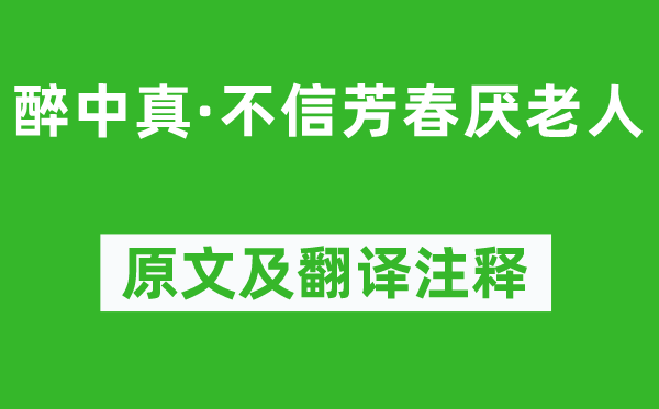 贺铸《醉中真·不信芳春厌白叟》原文及翻译正文,诗意诠释