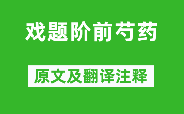 柳宗元《戏题阶前芍药》原文及翻译正文,诗意诠释