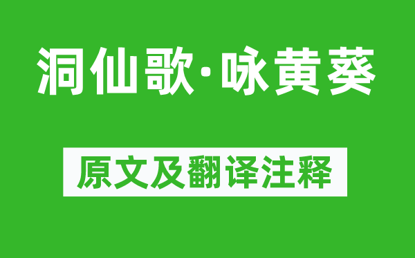 纳兰性德《洞仙歌·咏黄葵》原文及翻译正文,诗意诠释