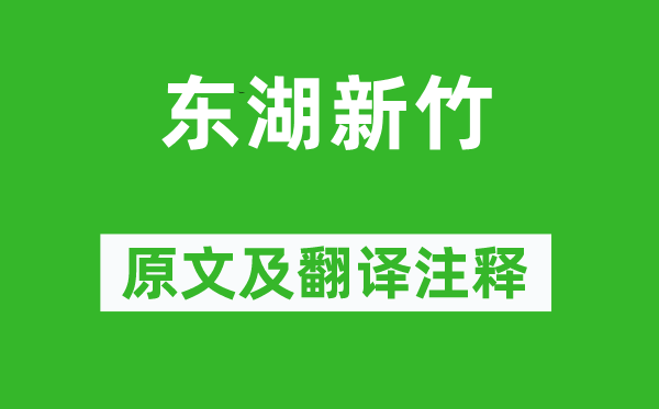 陆游《东湖新竹》原文及翻译正文,诗意诠释