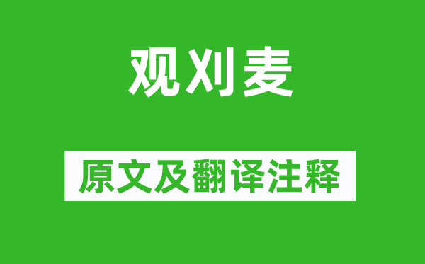 白居易《观刈麦》原文及翻译正文,诗意诠释