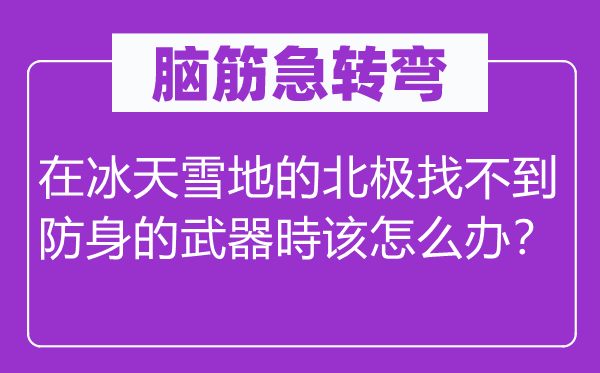脑子急转弯:在冰天雪地的北极找不到防身的兵器時该如何办?