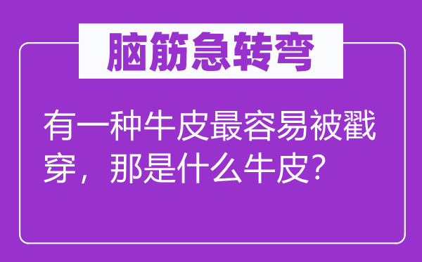 脑子急转弯:有一种牛皮最轻易被揭穿,那是甚么牛皮?