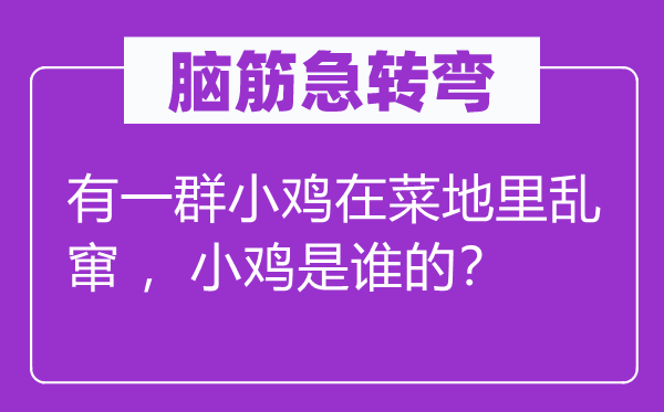 脑子急转弯:有一群小鸡在菜地里乱窜 ,小鸡是谁的?