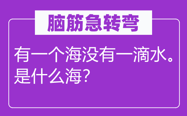 脑子急转弯：有一个海不一滴水。是甚么海？