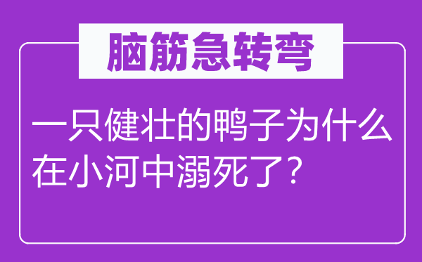 脑子急转弯：一只硬朗的鸭子为甚么在小河中灭顶了？
