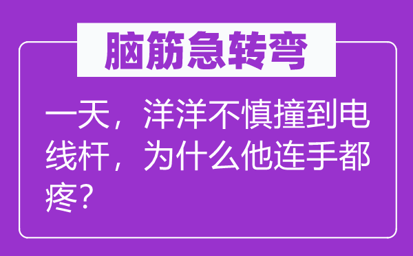 脑子急转弯：一天，洋洋不慎撞到电线杆，为甚么他连手都疼？
