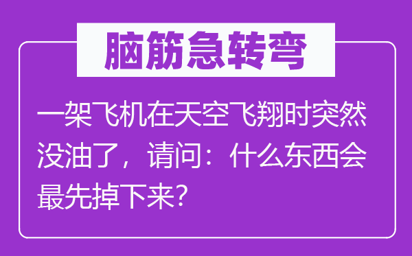 脑子急转弯：一架飞机在天空翱翔时俄然没油了，叨教：甚么东西会最早掉上去？