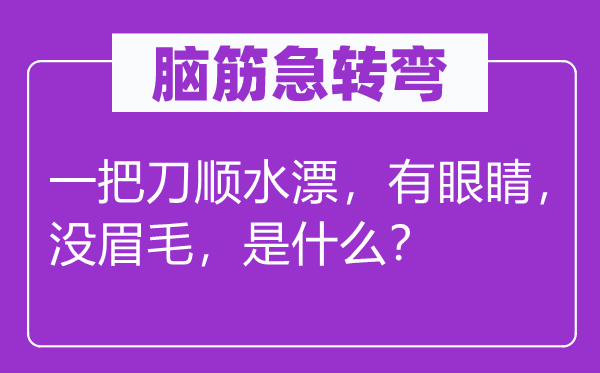 脑子急转弯：一把刀逆水漂，有眼睛，没眉毛，是甚么？
