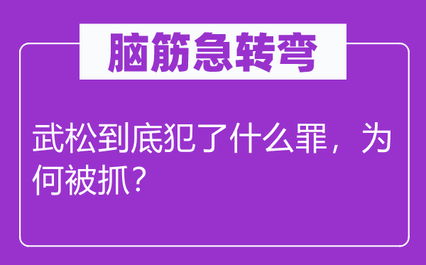脑子急转弯：武松究竟犯了甚么罪，为甚么被抓？