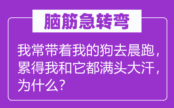 脑子急转弯：我常带着我的狗去晨跑，累得我和它都满头大汗，为甚么？