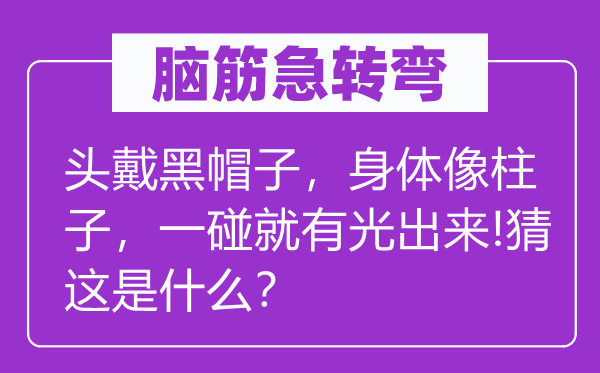 脑子急转弯:头戴黑帽子,身材像柱子,一碰就有光出来!猜这是甚么?
