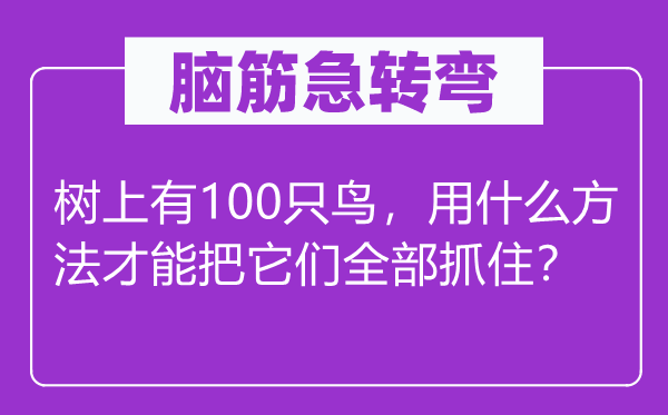 脑子急转弯：树上有100只鸟，用甚么方式能力把它们全数捉住？