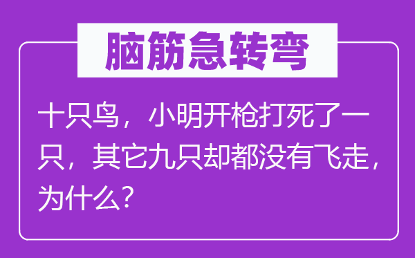 脑子急转弯：十只鸟，小明开枪打死了一只，别的九只却都不飞走，为甚么？