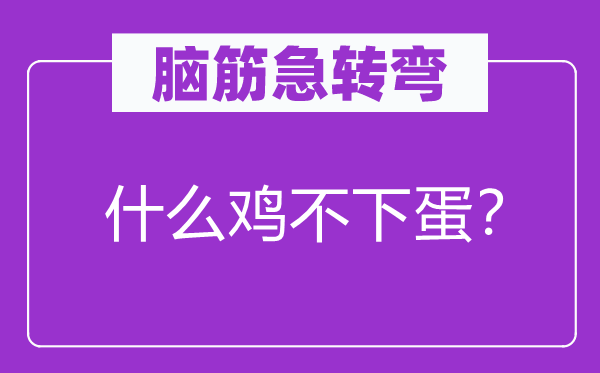 脑子急转弯：甚么鸡不下蛋？