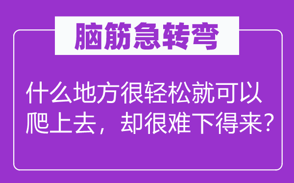 脑子急转弯：甚么处所很轻松便能够爬上去，却很难下得来？