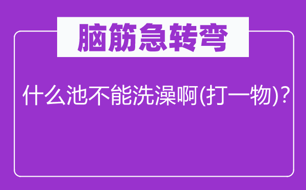 脑子急转弯：甚么池不能沐浴啊(打一物)？