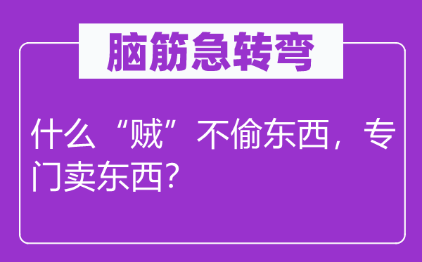 脑子急转弯：甚么“贼”不偷东西，特地卖东西？