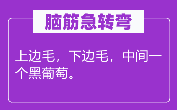 脑子急转弯：上边毛，下边毛，中心一个黑葡萄。