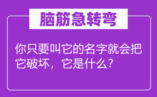 脑子急转弯：你只需叫它的名字就会把它粉碎，它是甚么？