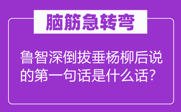 脑子急转弯：鲁智深倒拔垂杨柳后说的第一句话是甚么话？