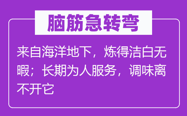 脑子急转弯:来自陆地公开,炼得明净得空;持久为人办事,调味离不开它