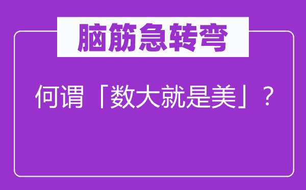 脑子急转弯：何谓「数大便是美」？