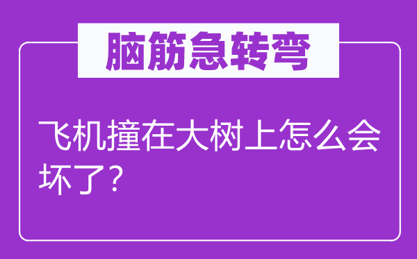 脑子急转弯：飞机撞在大树上怎样会坏了？