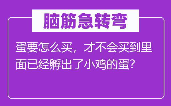 脑子急转弯：蛋要怎样买，才不会买到外面已孵出了小鸡的蛋？