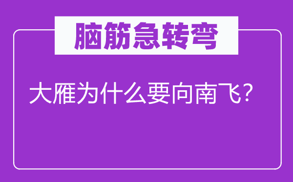 脑子急转弯：大雁为甚么要向南飞？
