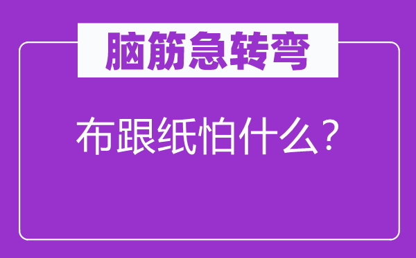 脑子急转弯：布跟纸怕甚么？