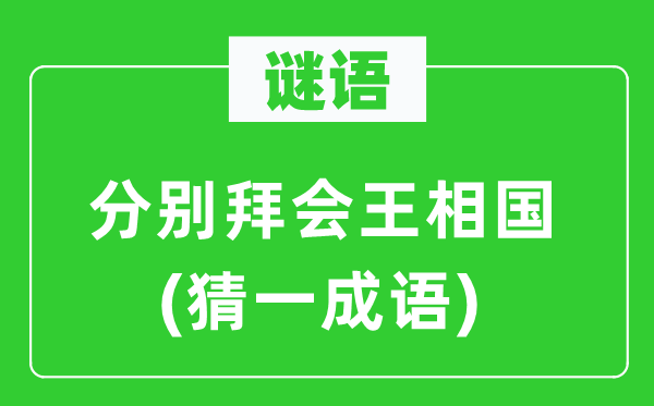 谜语:别离拜会王相国(猜一针言)