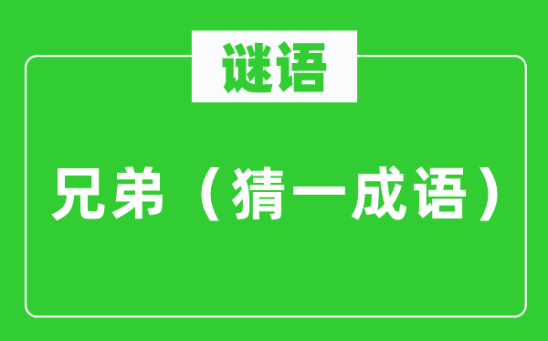 谜语：兄弟（猜一针言）