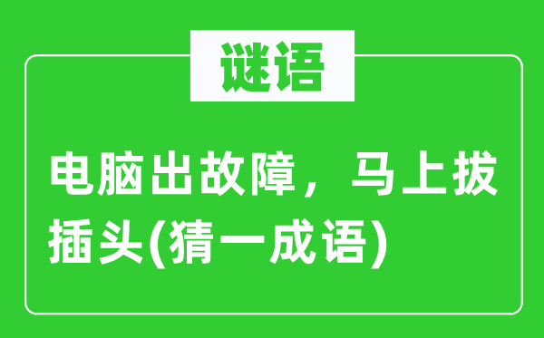 谜语：电脑出毛病，顿时拔插头(猜一针言)