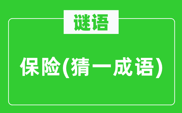 谜语：保险(猜一针言)