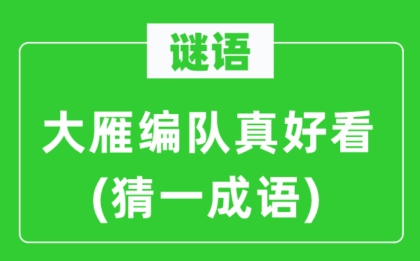 谜语：大雁编队真都雅(猜一针言)