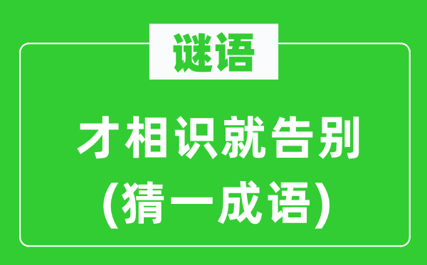 谜语:才领会就辞别(猜一针言)