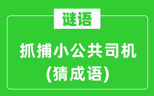谜语：抓捕小大众司机(猜针言)