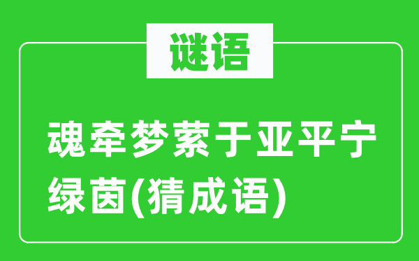 谜语：魂牵梦萦于亚平和绿茵(猜针言)