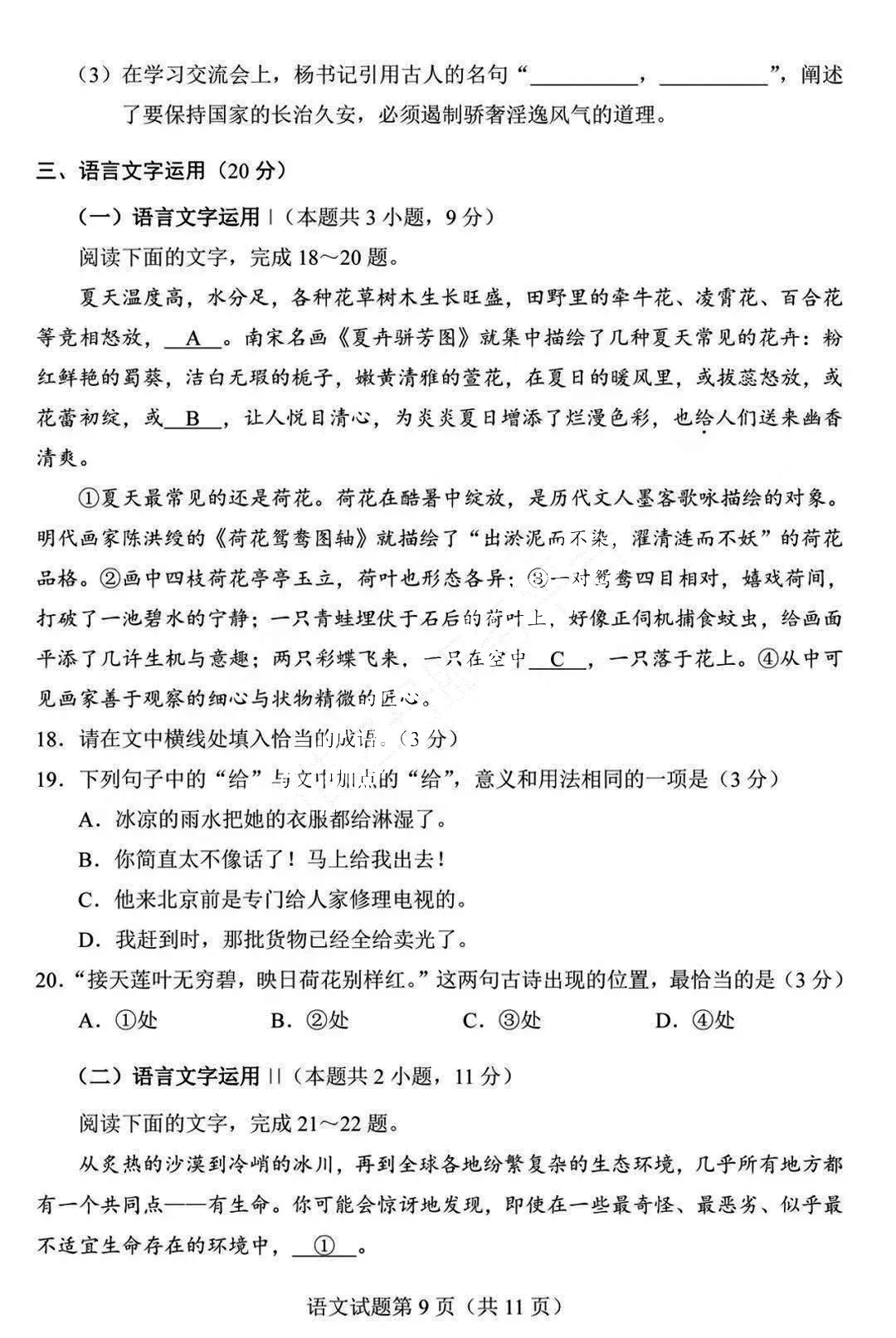 新高考2024年九省联考语文试卷及谜底剖析