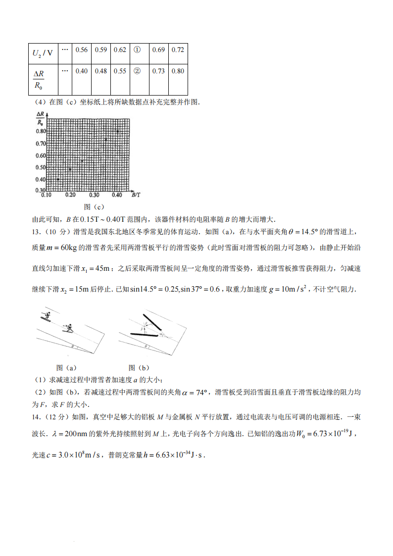 新高考2024九省联考物理试卷及谜底剖析