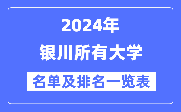 2024银川一切大学名单及排名环境一览表（共6所）