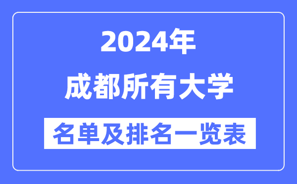 2024成都一切大学名单及排名环境一览表（共58所）