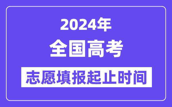 2024年天下各省市高考自愿填报时辰和停止时辰一览表