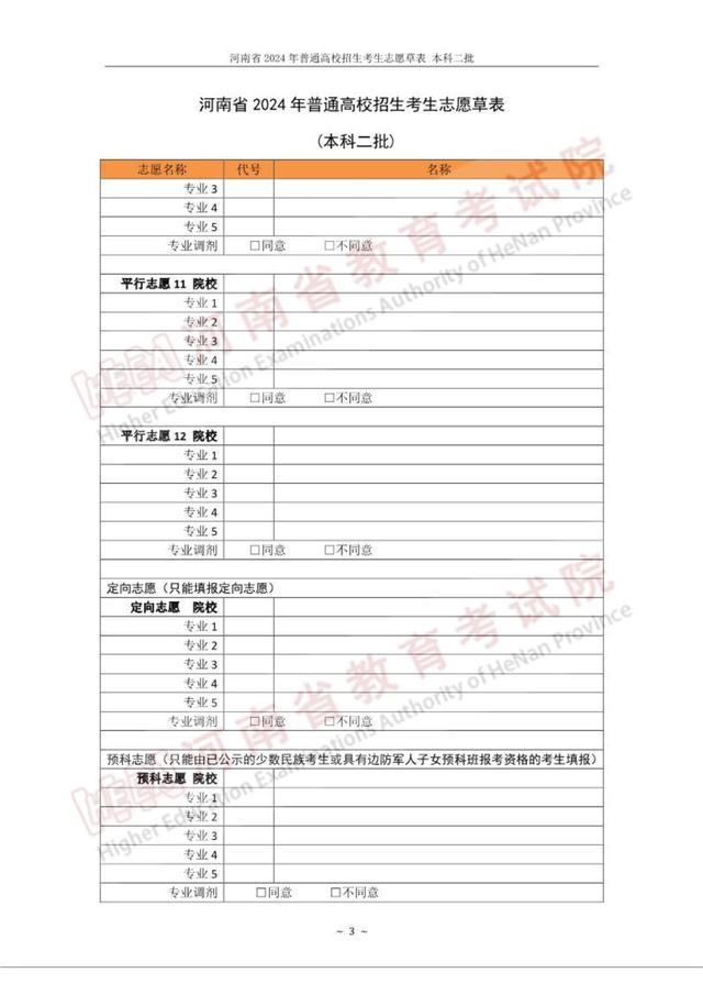 2024年河南高考自愿表填写样本(附填报时候和进口)
